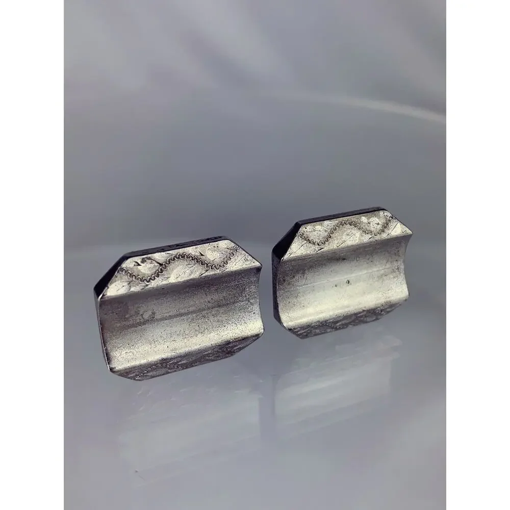 Large Sterling Silver Cufflinks Anson Engravable Statement Heavy 26.5g VTG M1